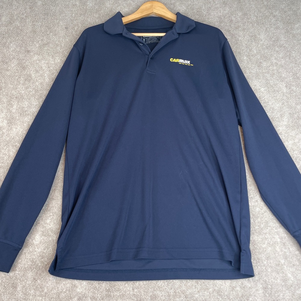 Carmax Long Sleeve Polo Shirt Mens‎ Size Medium Navy Blue Work Uniform